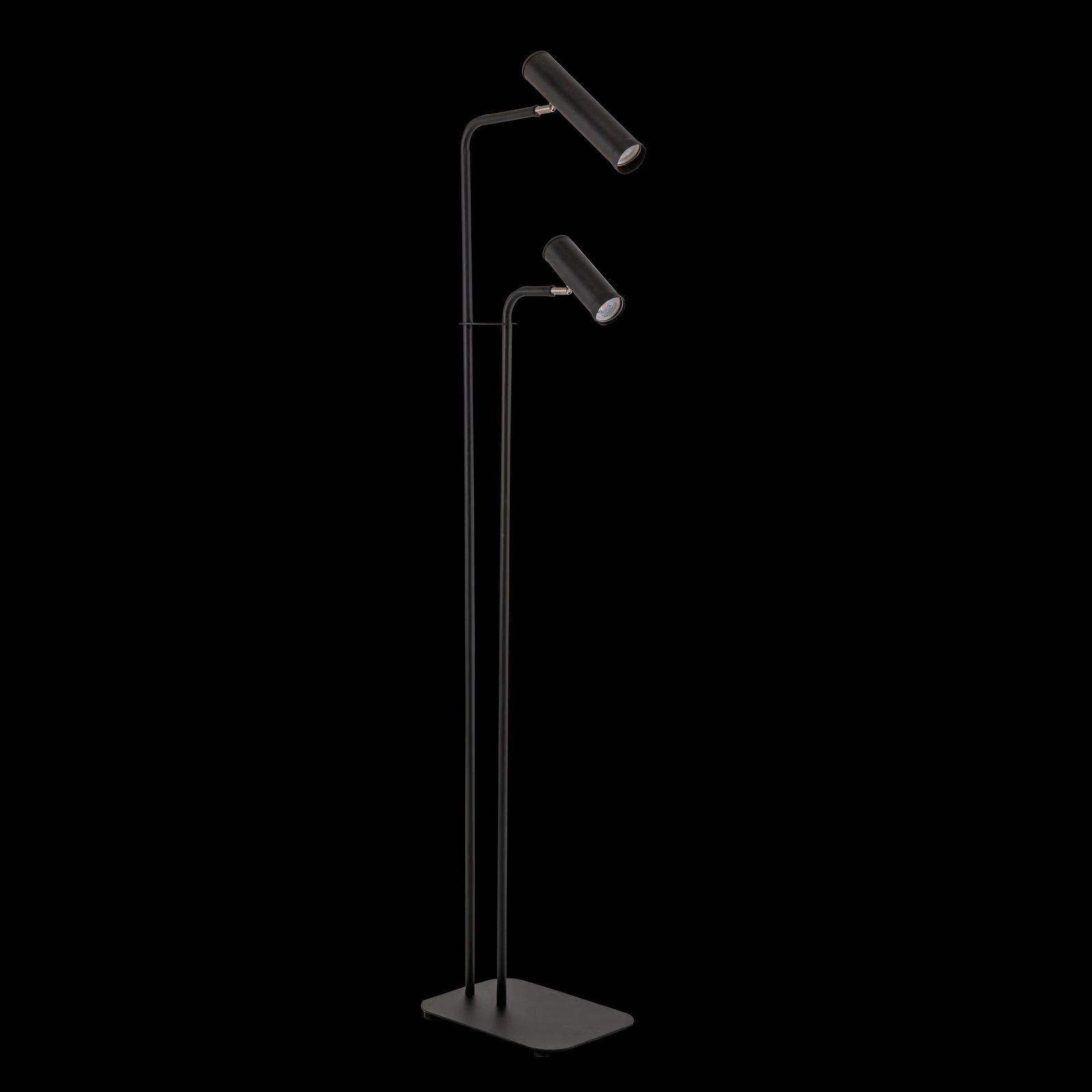 LAMPARA DE PIE 2 LUCES C/TUBO DE METAL DOBLE NEGRA